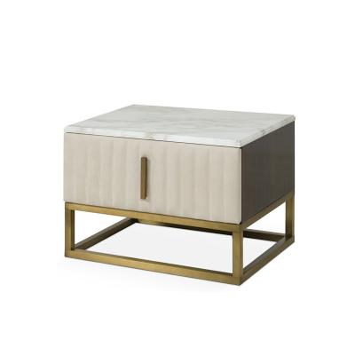 China Eco - Friendly Marble Designs Gold Fabric Cover Luxury Nightstand for sale