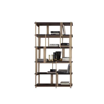 China Customized Project Study Room Steel Frame Book Shelves Luxury Wooden Bookcase for sale