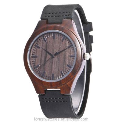 China Wholesale Hotsell Day/Date Black Sandal Wood Watch With Minimal Design for sale