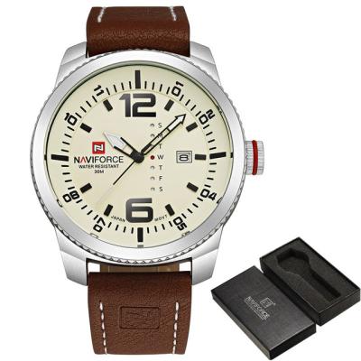 China 2017 NAVIFORCE 9063 Day/Date Mens Military Sports Watches Mens Quartz Date Clock Man Leather Wristwatch for sale