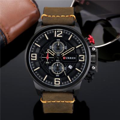 China CURREN 8278 top luxury brand date band chronograph quartz non-specific leather wristwatches Relogio sports watch for sale