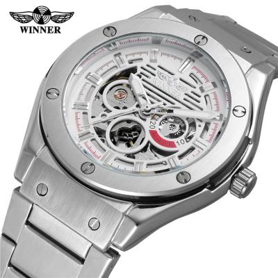 China Winner 8107 Men's Luxury Brand LuxuryStainless Steel Band Automatic Mechanical Watch Men Small Atmosphere for sale