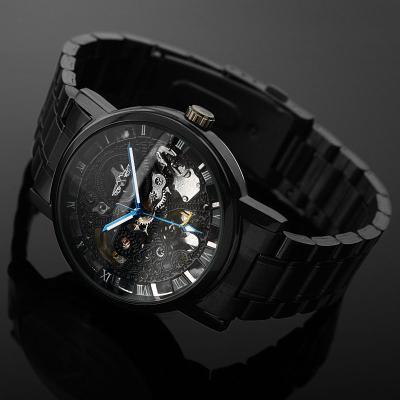 China New Color Chronograph Men's Wrist Watch Stainless Steel Steampunk Antique Casual Automatic Skeleton Watches for sale