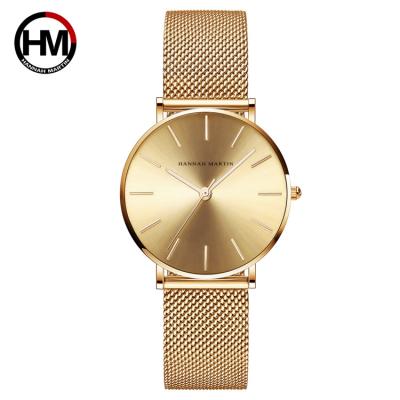 China Hannah Martin HM-CL36 Top Brand Luxury Ladies Water Resistant Clock Hot Sale Mesh Strap Simple Leisure Watch Set for sale