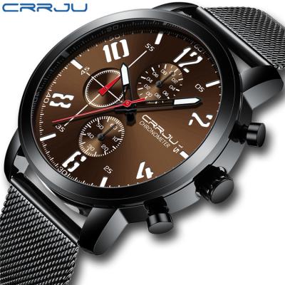 China Men Crrju 2215 fashion top brand luxury men watches chronograph quartz watch sports clock business reloj ultra-thin waterproof homb for sale