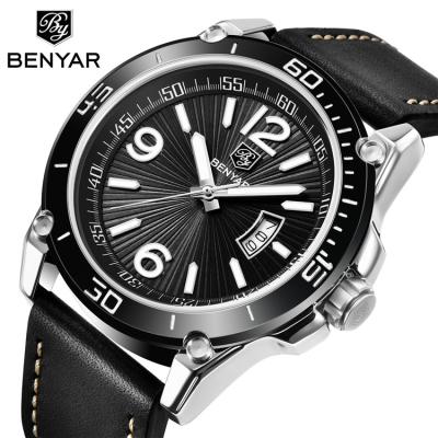 China BENYAR BY-5166 Fashion Men's Watches Brand Luxury Brand Luxury Quartz Clock Sports Leather Waterproof Chronograph Relogio Masculino for sale