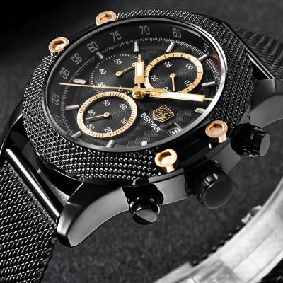 China BENYAR Chronograph Sport Chronograph Fashion Watches Men Mesh And Elastic Band Brand Quartz Waterproof Luxury Watch for sale