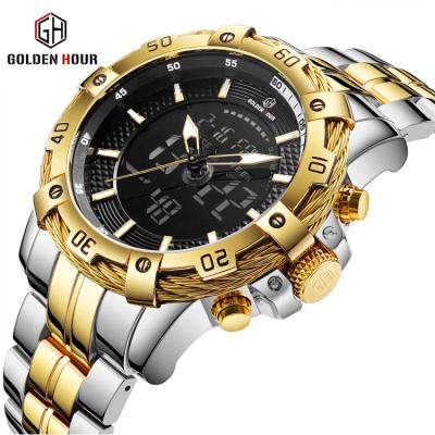 China Gold Time GH121 Water Resistant Men Sport Watch Luxury Brand Men Watch Waterproof Military Steel Dual Display Quartz Wristwatches Relogio Masculin for sale