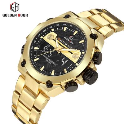 China Water Resistant GH-115 Time Gold Luxury Men Sport Quartz Digital Watches 115 Steel Waterproof Relogio Masculino Military Wristwatches for sale