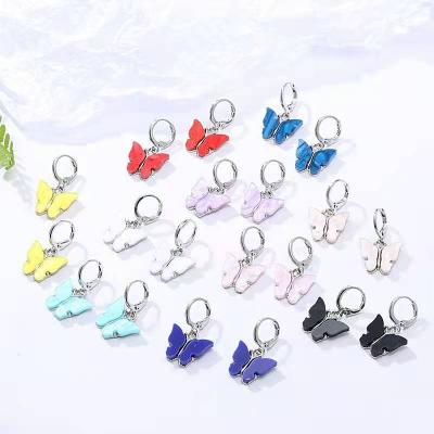 China FASHIONABLE wholesale cheap mixed color acetate jewelry earring butterfly acrylic pendant dangle earring for sale