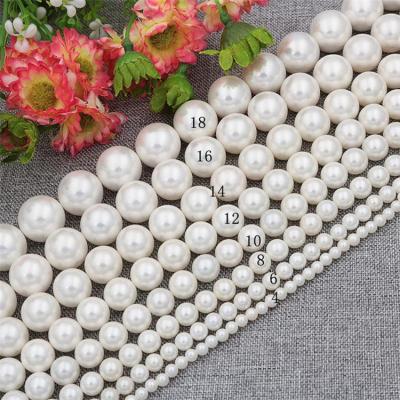 China Jewelry Making Classic Round Natural Shell Pearls, Natural Freshwater Cultured Pearl FOR DIY Sweater Necklace for sale