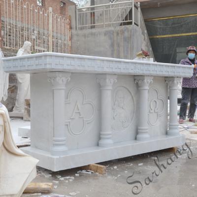 China Wall Customized Marble Altar White Table Religious Church Altar for sale