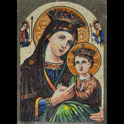 China Iconic Virgin Mary And Jesus Wall Mosaic Mural for sale