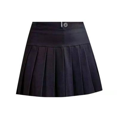 China 2022 Breathable New Spring Autumn Black Pleated Skirt Letter Tighten One-line Skirt High Abdomen Elastic Waist Skirt for sale