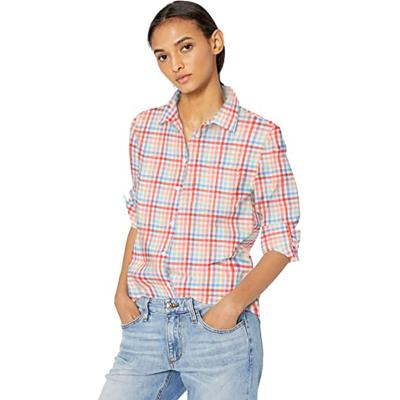 China Wholesale Custom Print Breathable Plaid Shirt Long Sleeve Cotton Shirt Women Breathable Clothing for sale