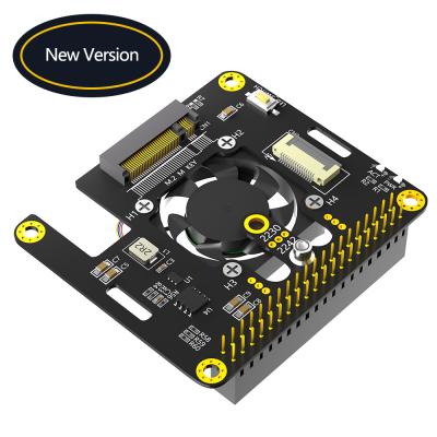 China New version 3 in 1 Combo M.2 NVMe to PCIe Adapter with cooler fan and Automatic Discoloration LED for Raspberry Pi 5 for sale