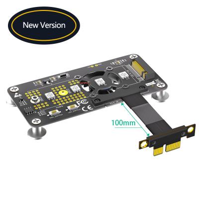 Chine PCI-E X1 à M.2 NVME NGFF câble d'extension d'adaptateur SSD avec ventilateur de refroidissement et LED de décoloration automatique. à vendre