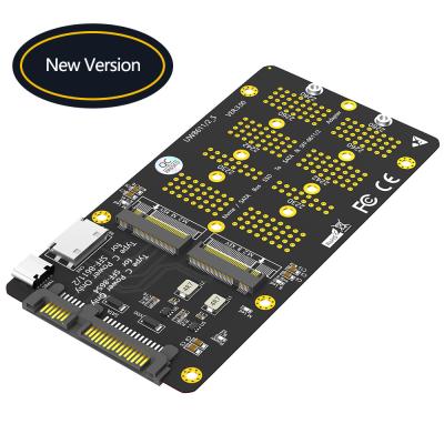 China New Version 2 In 1 Combo M.2(NGFF) NVMe SSDSATA-Bus SSD To SFF-8654 And SATA Adapter for sale