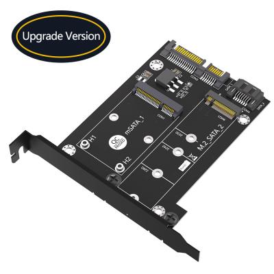 China 2 In 1 MSATA / M.2 NGFF SSD To Dual SATA3 Converter Adapter Card With Full Height Profile Bracket Te koop