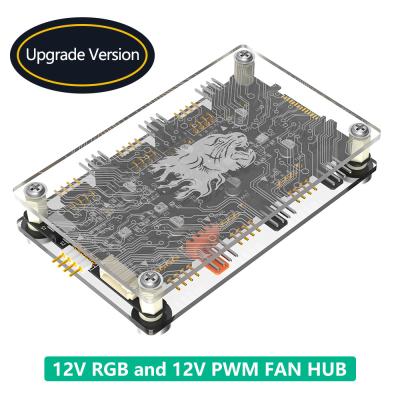 China 2in1 6-Wege 12V ARGB und 12V PWM Gleichspannungsventilator Hub mit Acrylgehäuse und magnetischem Standoff für ASUS/MSI 12V 4Pin LED Controller zu verkaufen