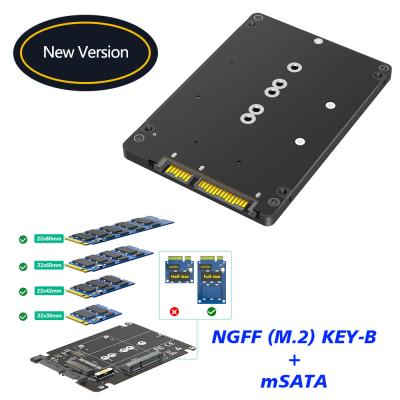 China 2 in 1 Combine M.2 NGFF Key B & MSATA SSD To 2.5 SATA3 Adapter met plastic behuizing Te koop