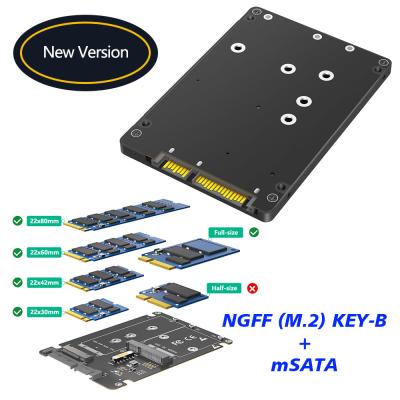 China NGFF M.2 B Key/mSATA SSD para 2.5 SATA3 Adaptador 2 em 1 com Caixa Plástica à venda