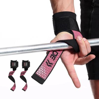 China Breathable Adjustable Elasticity Gym Fitness Weightlifting Grip Straps Dumbbell Hand Grips Shaping Wrist Support Bands For Barbell Pull Up #HW-04 for sale