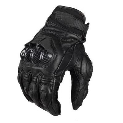 China Full finger men women 4 season drive black/white leather motorcycle gloves racing glove motorbike cowhide racing bike knight#RG-04 for sale