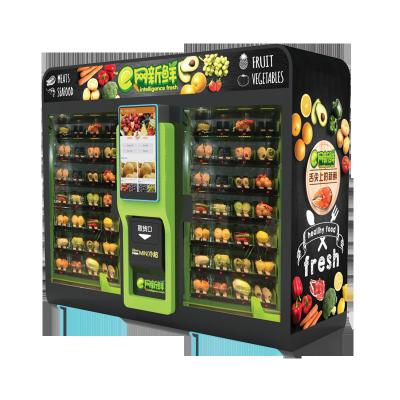 China Mall 2022 New Style Salad Fruits And Vegetables Refrigerated Double Cabinet Vending Machine For Sale for sale