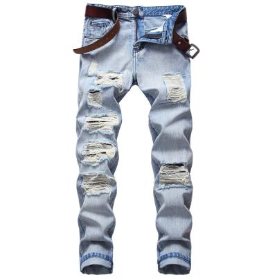 China Breathable New 2021 Ripped Jeans Men Slim Fit Jeans For Men Business Casual Straight Leg Ripped Jeans for sale