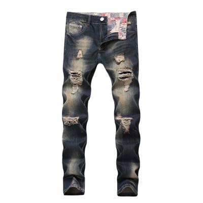 China 2021 new arrival breathable men's ripped jeans slim fit jeans for men trend fashion ripped jeans for sale