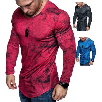 China Retro Anti-Wrinkle T-shirt Men's Acid Workout Long Sleeve T-Shirts Fashionable Retro Anti-Wrinkle Round Neck Comfortable Soft Wash Vintage Clothing for sale