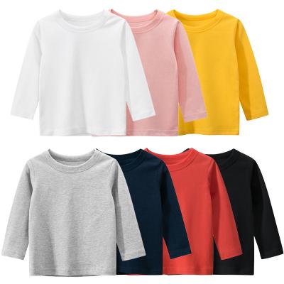 China Factory high quality anti-pilling kids long sleeve plain T-shirt for boys kids knitting cotton wholesale for sale