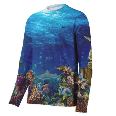 China UPF 50+ Anti-UV Long Sleeve Fishing Shirt Stretch Custom Polyester T-Shirt For Sublimation Print for sale