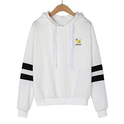 China Oversized white pullover hoodie anti-pilling stripe print pullover girls sweatshirts fashionable wholesale croptop hoodies for sale