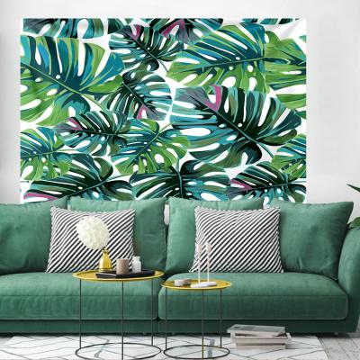 China Green Plants Tapestry Art Decor Plam Tree Leaves Tapestry Bedding Print Watercolor Beach Blanket for Bedroom Living Room Dorm for sale