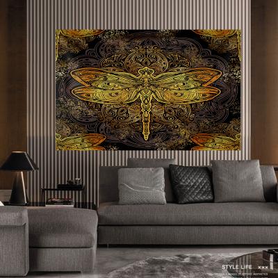 China Bohemian Dragonfly Hippie Art Beach Blanket Gold Wall Hanging Bedding Art Decor Boho Mandala Tapestry for Bedroom Living Room Dorm for sale