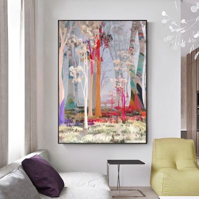 China Waterproof+ECO-Friendly Abstract Colorful Trees Painting On Canvas Modern Nordic Art For Living Room Bedroom Wall Posters And Prints Home Decor for sale