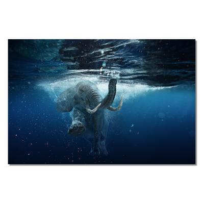 China Waterproof+ECO-Friendly Modern Abstract Animal Painting Elephant HD Canvas Print Falling Wall Art Decoration for sale