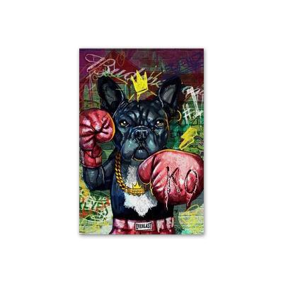 China Waterproof + Eco-friendly Modern Abstract Street Graffiti Picture And Poster Bulldog Boxer Canvas Print Painting Wall Art Decoration For Living Room for sale