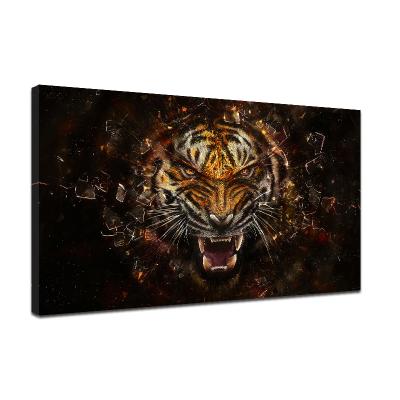 China Waterproof+ECO-Friendly HD 3D Print Tiger In Fire Animal Oil Painting On Canvas Art Modern Wall Picture For Living Room Decor for sale