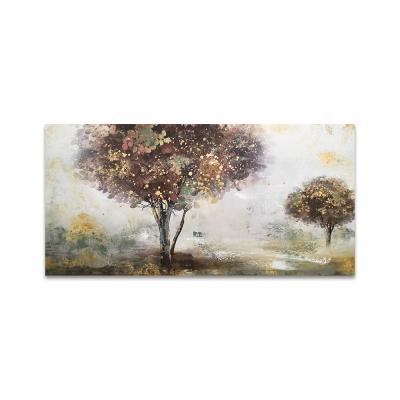 China 100% YIWU QIPING Oil Paintings Handmade Modern Rich Colors Tree Landscape Abstract Acrylic Luxury Wall Art Decorations for sale