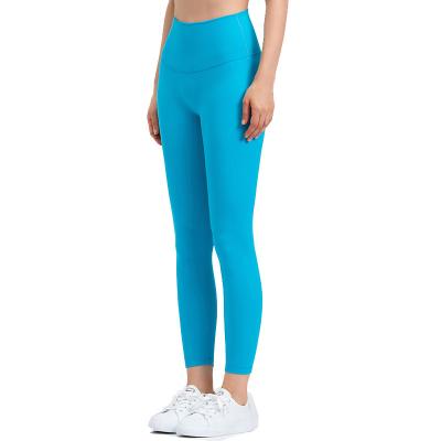 China Breathable colorful fitness pants strongly booty waist high solid color crack! crack! yoga pant gaiters no Front Seam for sale