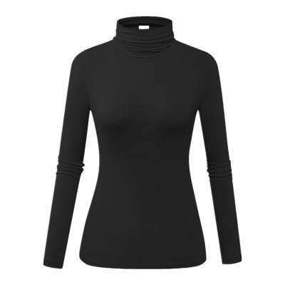 China Breathable Gym Sport Wear Workout T-shirt Long Sleeve Plus Size High Neck Fitness Shirt Bottoming Yoga Running Shirts for sale