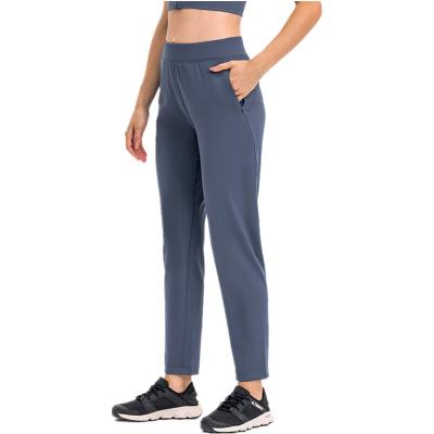 China New Breathable Straight Leg Sports Casual Pants Loose Workout Pants Zipper Pocket Breathable Yoga Pants For Women for sale