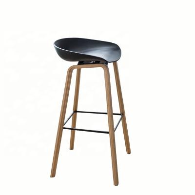 China Modern Plastic Wood Legs Stool Kitchen BAR Chair Nordic Bar Stools for sale