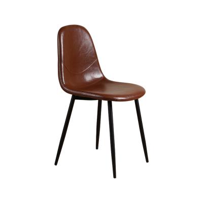 China Modern Dining Furniture Chairs Restaurant Brown Iron Relax Nordic PU Leather Dining Chair for sale