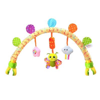 China Rattle/hanging toy h062c BB butterfly squeakers stroller arch baby toy built-in bed plush for sale