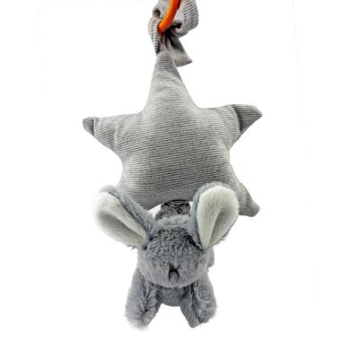 China Toy Gray Star Rabbit Soft Plush Soft Pull String Baby Musical Toy for sale