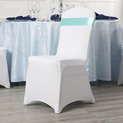 China Simple Elegant Event Wedding Rosette White Spandex Chair Cover for sale